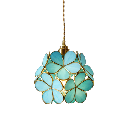 Vintage Flower Petal Tinted Glass Pendant Light