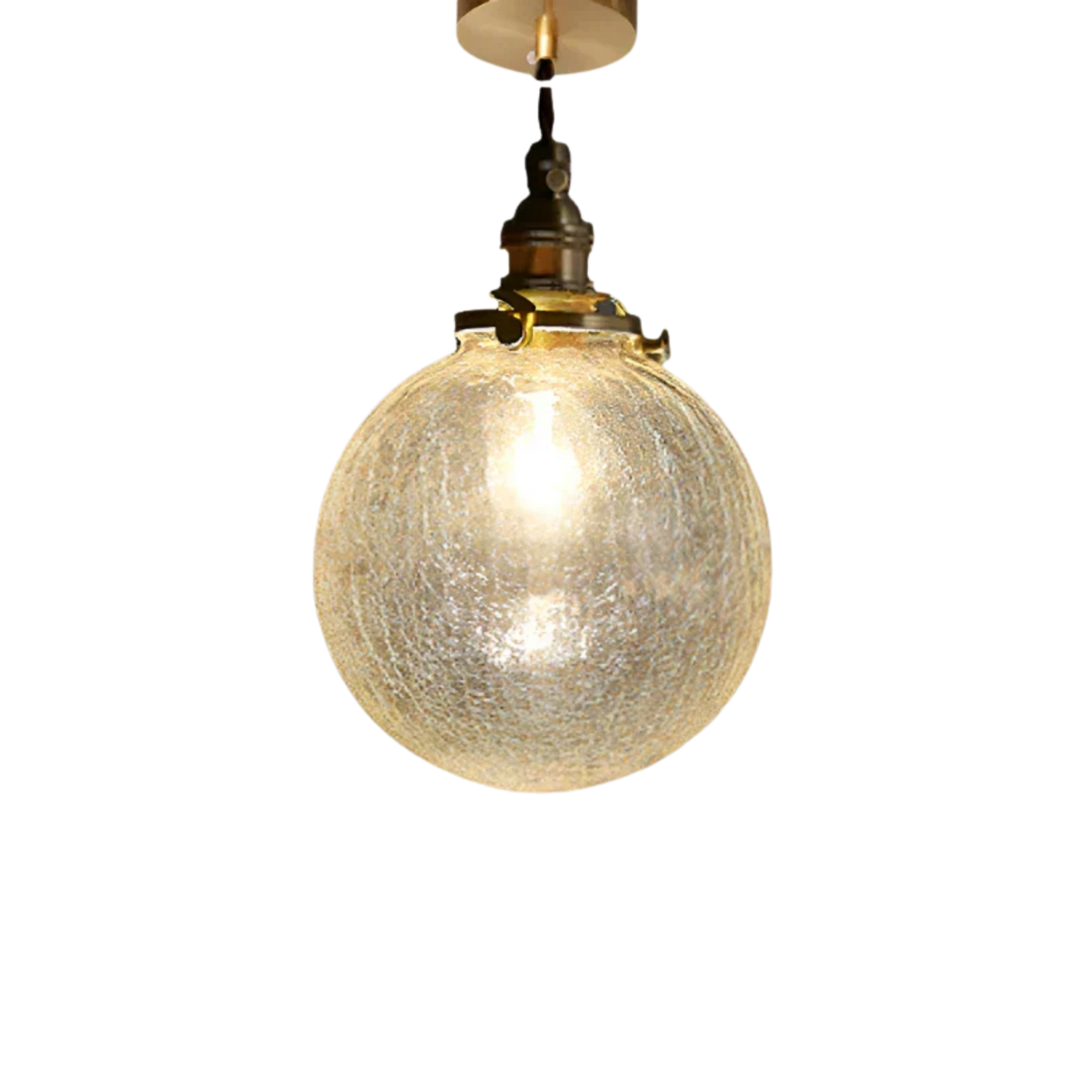 Vintage Ribbed Clear Glass Pendant Light with Brass Tone Fitting