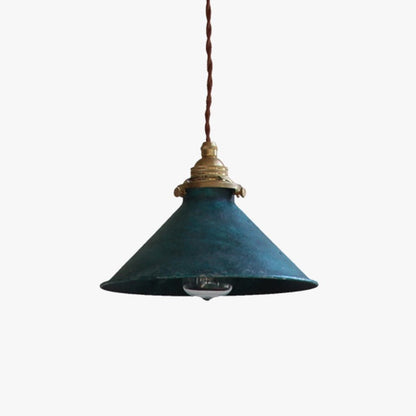Vintage Rustic Cone Pendant Light Weathered Metal Shade