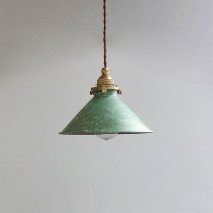 Vintage Rustic Cone Pendant Light Weathered Metal Shade
