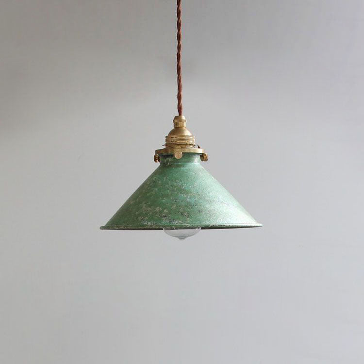 Vintage Rustic Cone Pendant Light Weathered Metal Shade