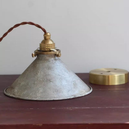 Vintage Rustic Cone Pendant Light Weathered Metal Shade