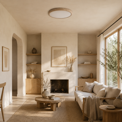 Wabi Sabi Round Marble Effect Flush Mount Ceiling Light