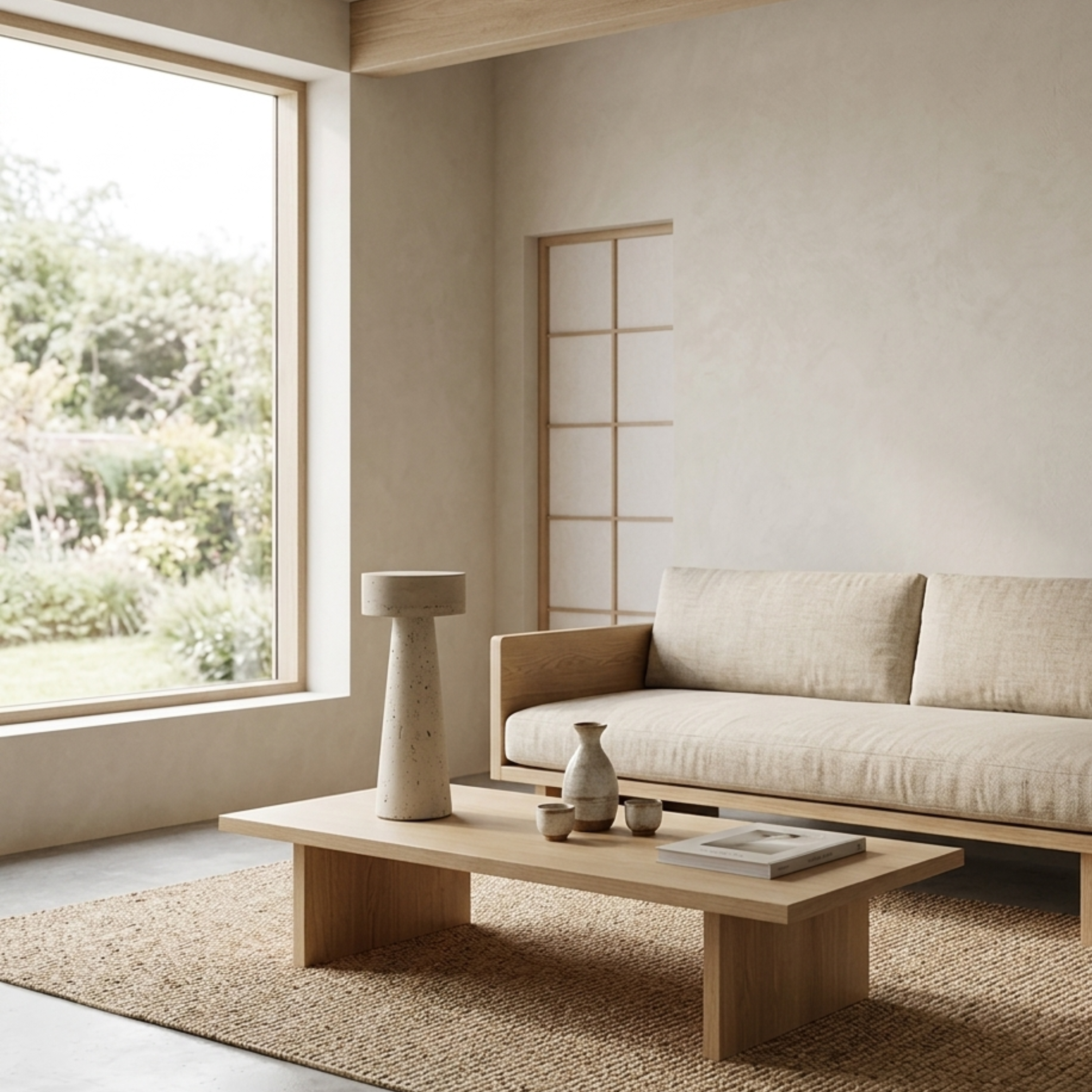 Wabi Sabi Travertine Stone Mushroom LED Table Lamp