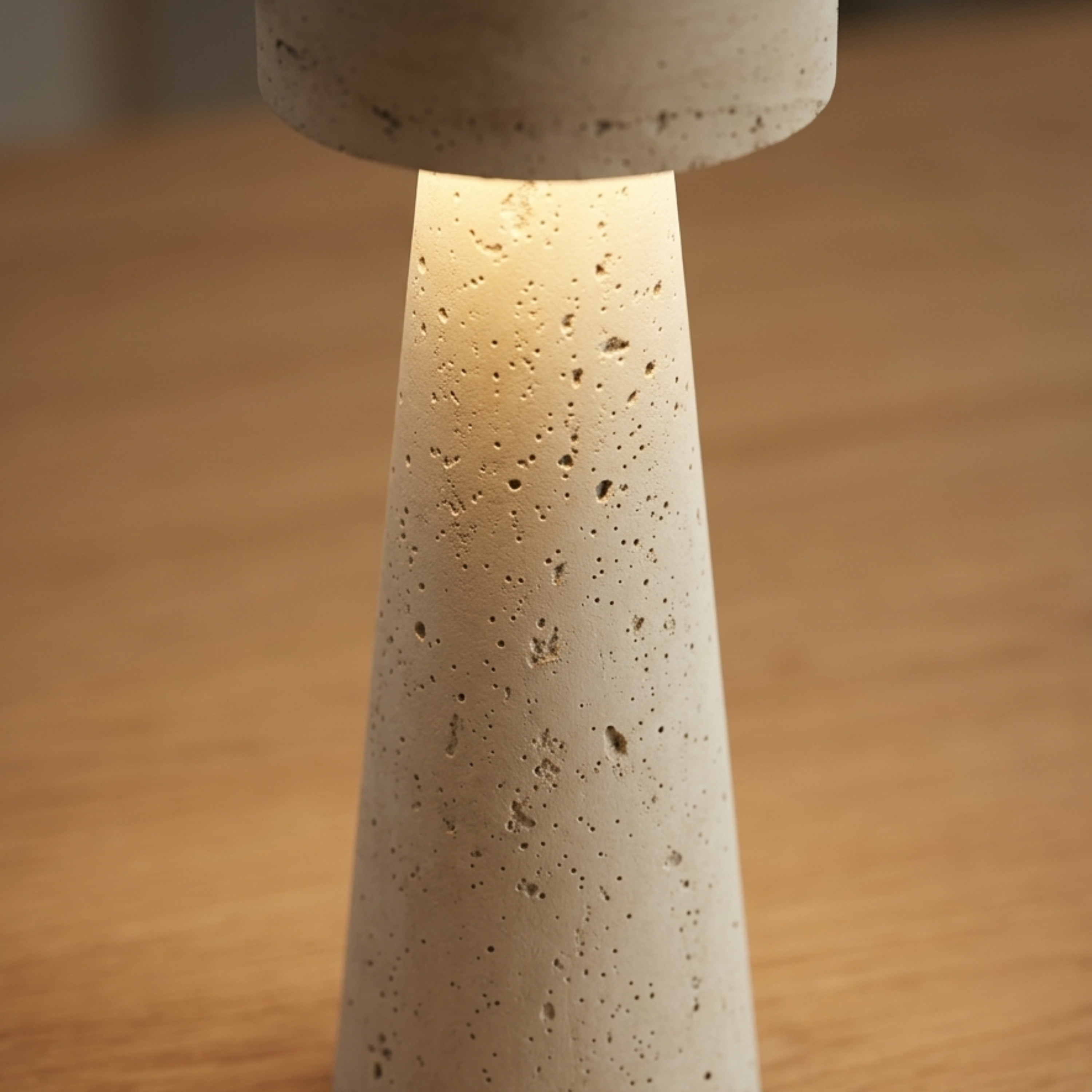 Wabi Sabi Travertine Stone Mushroom LED Table Lamp