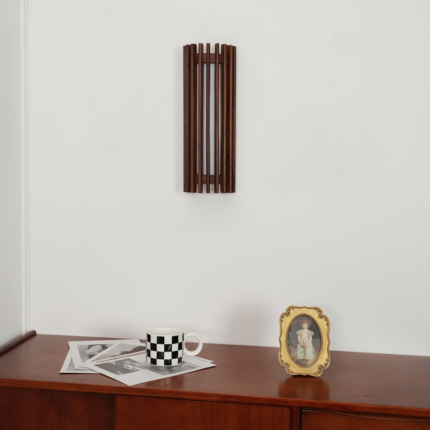 Walnut Wood Slatted Cylindrical Wall Light