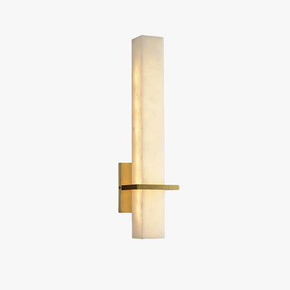 White Alabaster Wall Light Brass Modern Cuboid Sconce