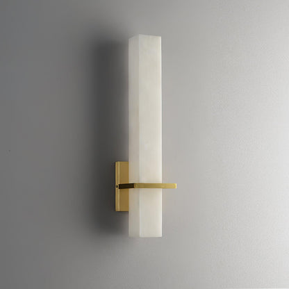 White Alabaster Wall Light Brass Modern Cuboid Sconce