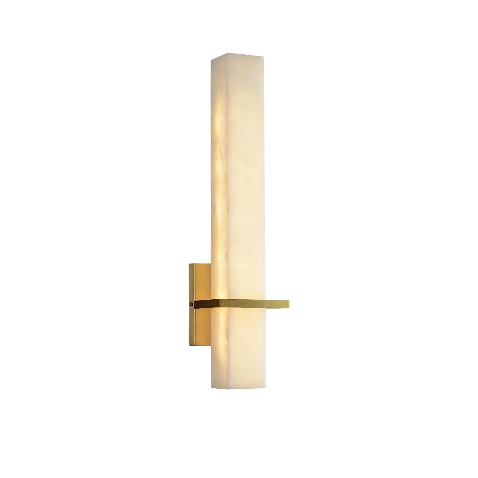 White Alabaster Wall Light Brass Modern Cuboid Sconce