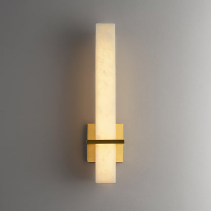 White Alabaster Wall Light Brass Modern Cuboid Sconce