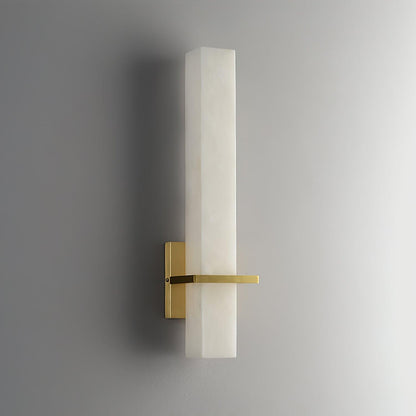 White Alabaster Wall Light Brass Modern Cuboid Sconce