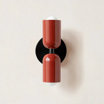 White and Black Cylinder Metal Two Light Wall Sconce Bedside Wall Light