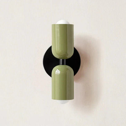 White and Black Cylinder Metal Two Light Wall Sconce Bedside Wall Light