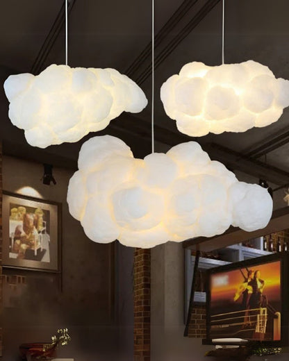 White Cloud Shaped Fibre Pendant Light with E27 Fitting