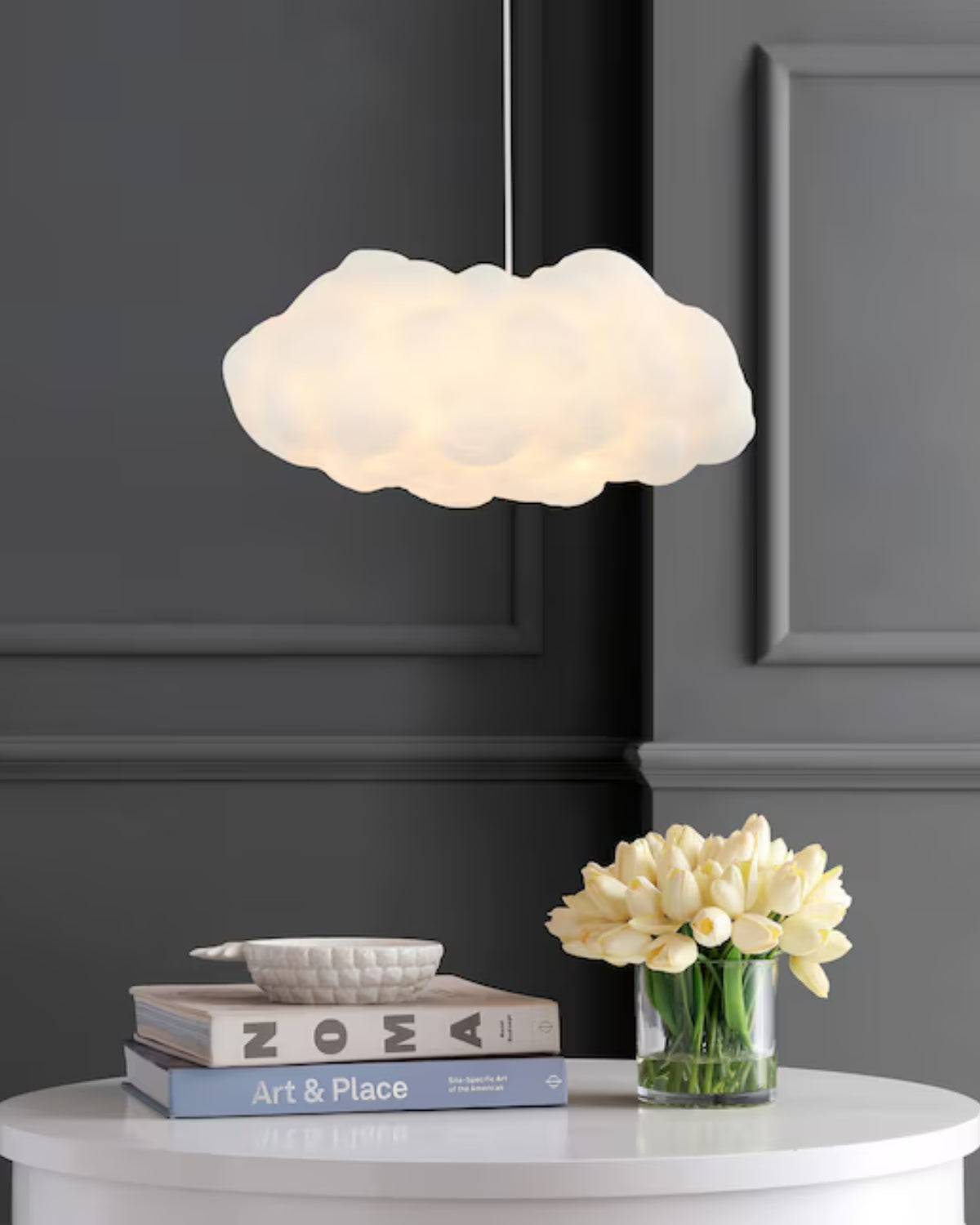 White Cloud Shaped Fibre Pendant Light with E27 Fitting