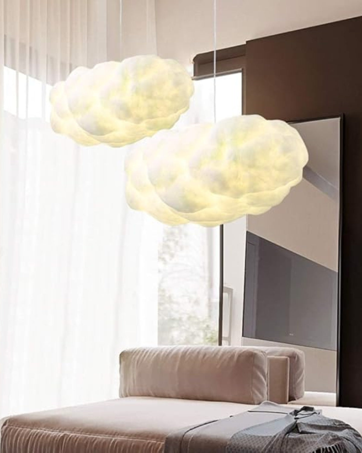 White Cloud Shaped Fibre Pendant Light with E27 Fitting