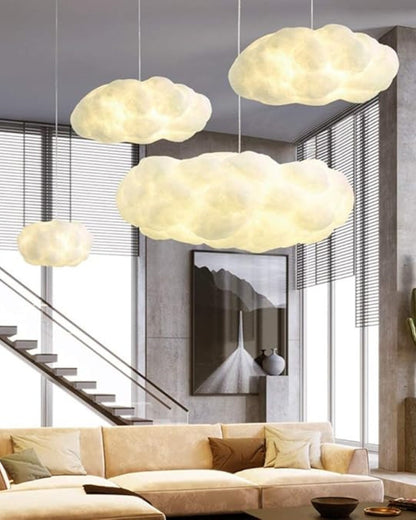 White Cloud Shaped Fibre Pendant Light with E27 Fitting