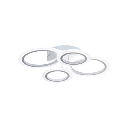 White Four Ring LED Flush Mount Ceiling Light Dimmable With Remote