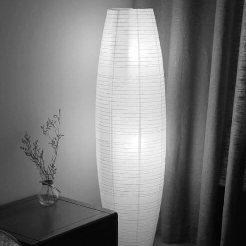 White Rice Paper Column Floor Lamp Nordic Japandi Paper Lantern Light