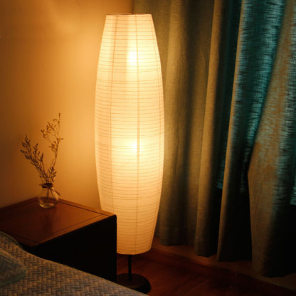White Rice Paper Column Floor Lamp Nordic Japandi Paper Lantern Light
