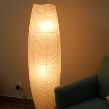 White Rice Paper Column Floor Lamp Nordic Japandi Paper Lantern Light