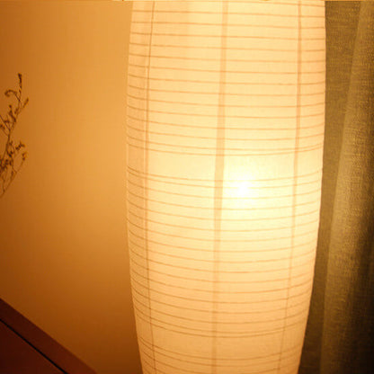 White Rice Paper Column Floor Lamp Nordic Japandi Paper Lantern Light