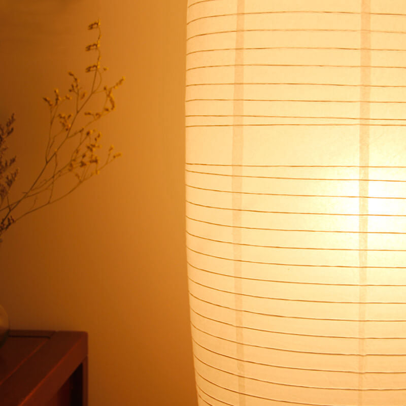 White Rice Paper Column Floor Lamp Nordic Japandi Paper Lantern Light