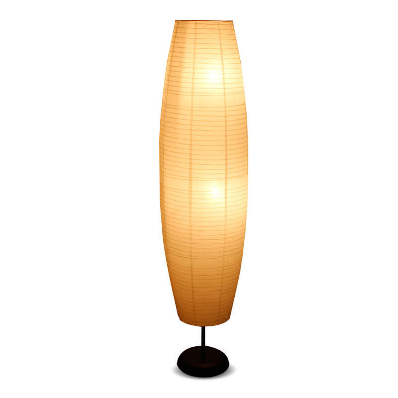 White Rice Paper Column Floor Lamp Nordic Japandi Paper Lantern Light