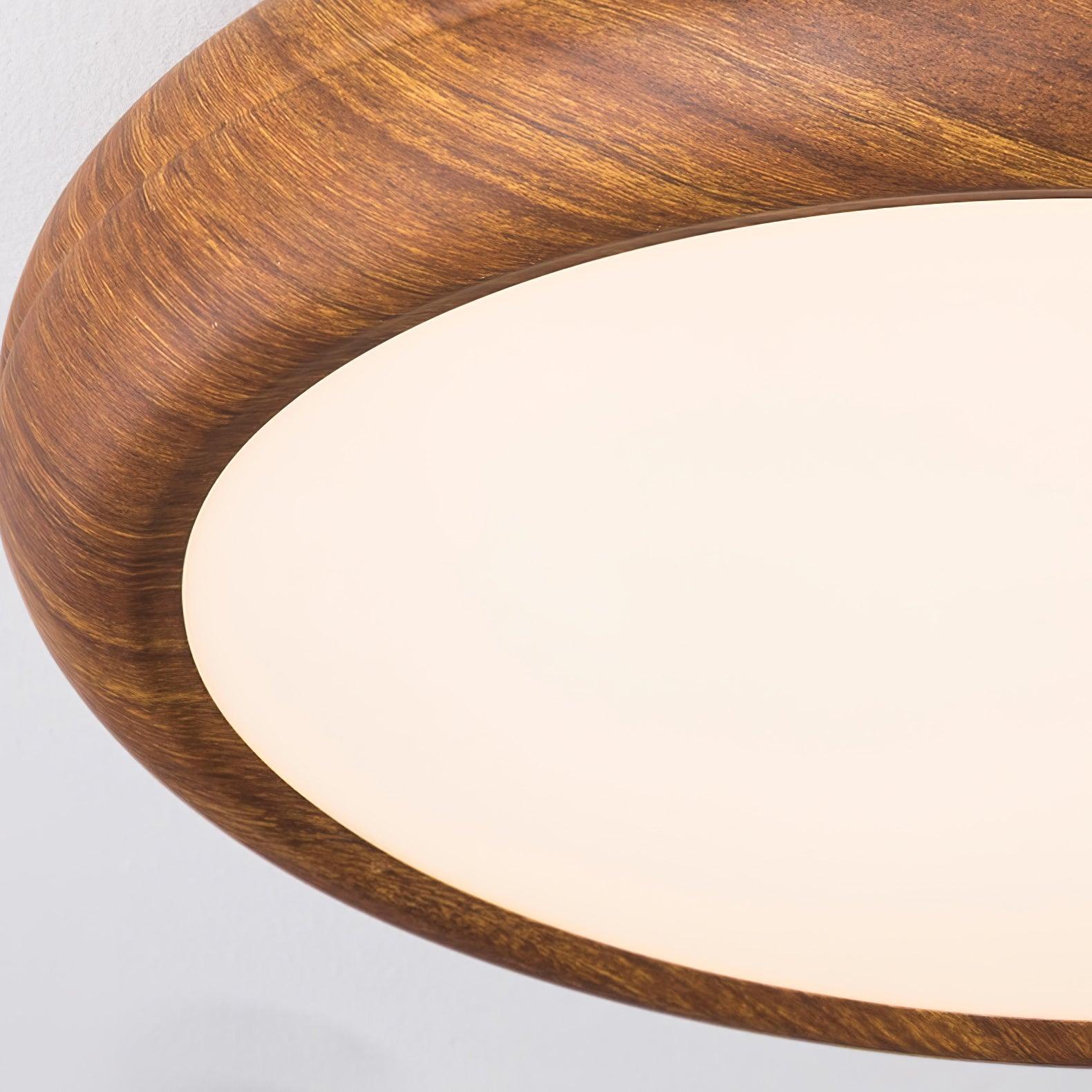 Wood Grain Round Flush Mount LED Ceiling Light Japandi Scandi