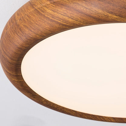 Wood Grain Round Flush Mount LED Ceiling Light Japandi Scandi