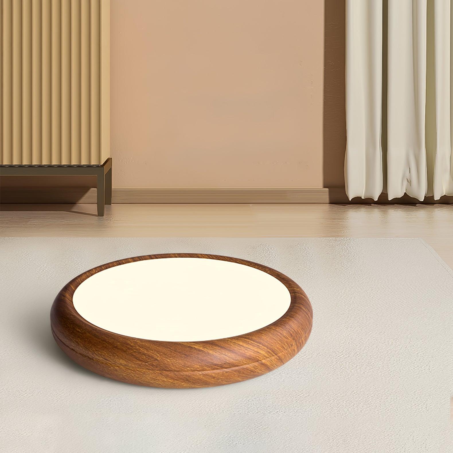 Wood Grain Round Flush Mount LED Ceiling Light Japandi Scandi