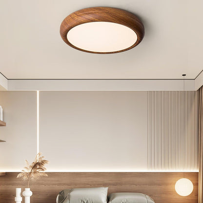 Wood Grain Round Flush Mount LED Ceiling Light Japandi Scandi