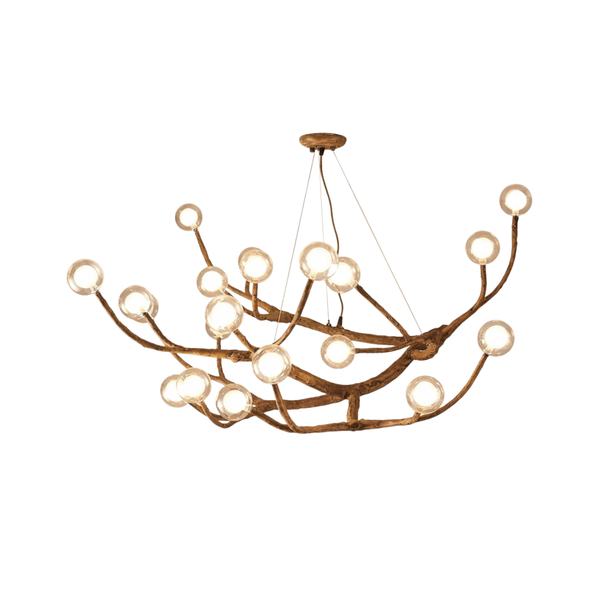 Wood Metal and Glass Branch Chandelier Tree Style Ceiling Light