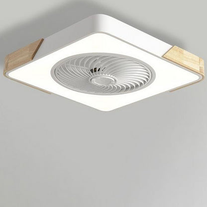 Wood Trim LED Ceiling Fan Light with Remote Control Flush Mount