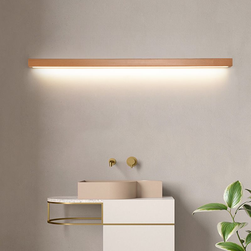 Wooden Linear Vanity Wall Light Mirror Bar Minimalist LED