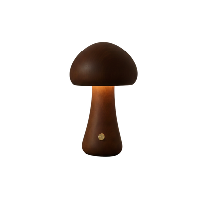 Wooden Mushroom Table Lamp Rechargeable Cordless LED Bedside Lamp