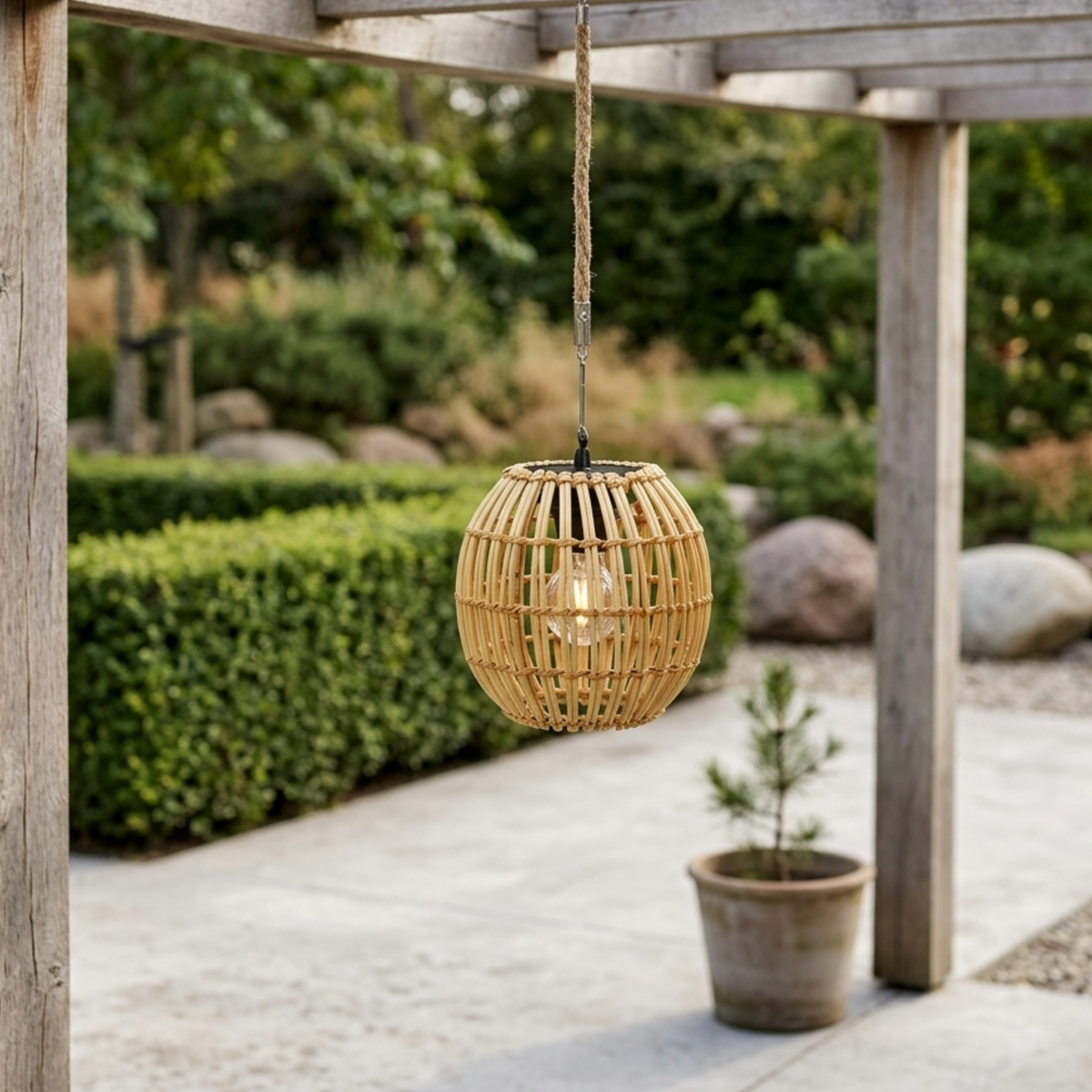 Woven Solar Garden Light Hanging Outdoor LED Lantern